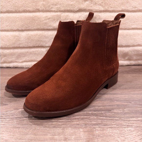 THURSDAY BOOT CO. The Dreamer Cinnamon Brown Suede Chelsea Booties Size 7.5 - Picture 6 of 14
